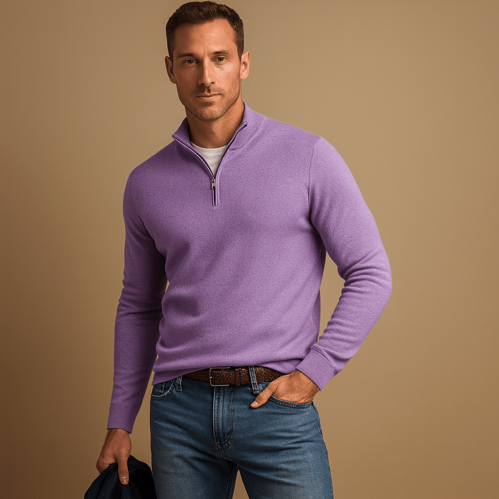 Maglione uomo morbido con mezza zip