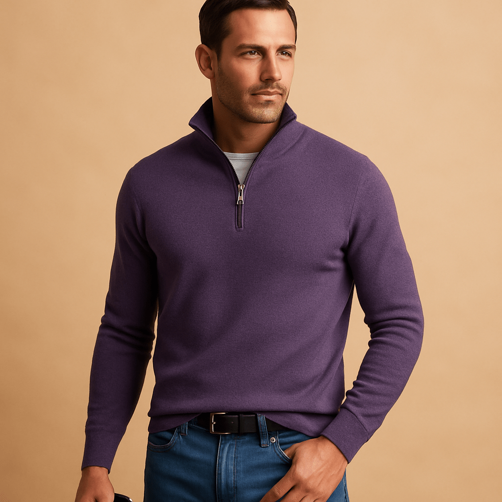 Maglione uomo morbido con mezza zip