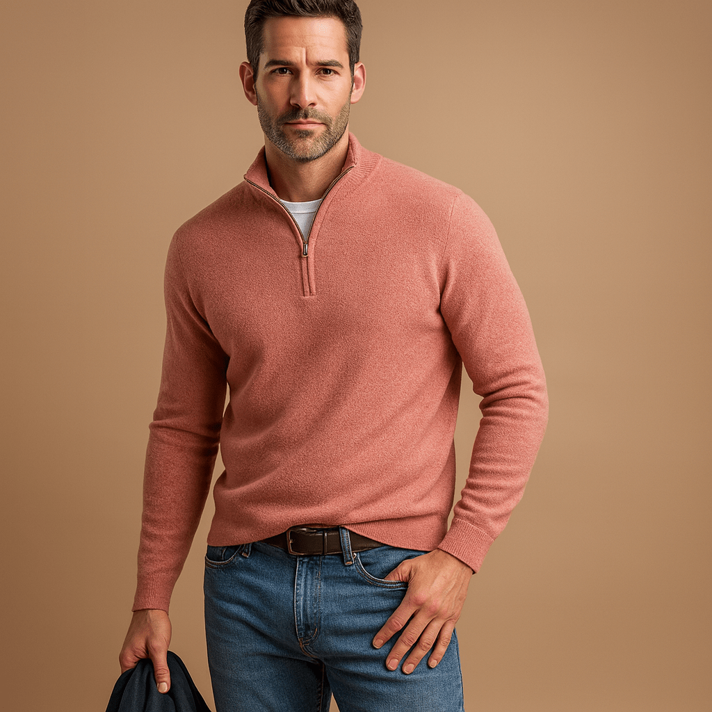 Maglione uomo morbido con mezza zip