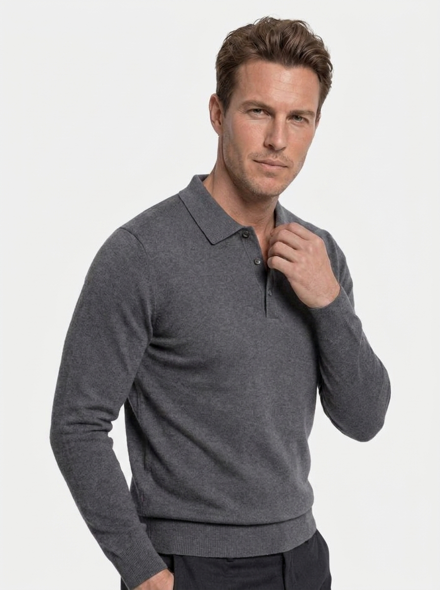 Polo in maglia a maniche lunghe con bottoni - Aurelio Club