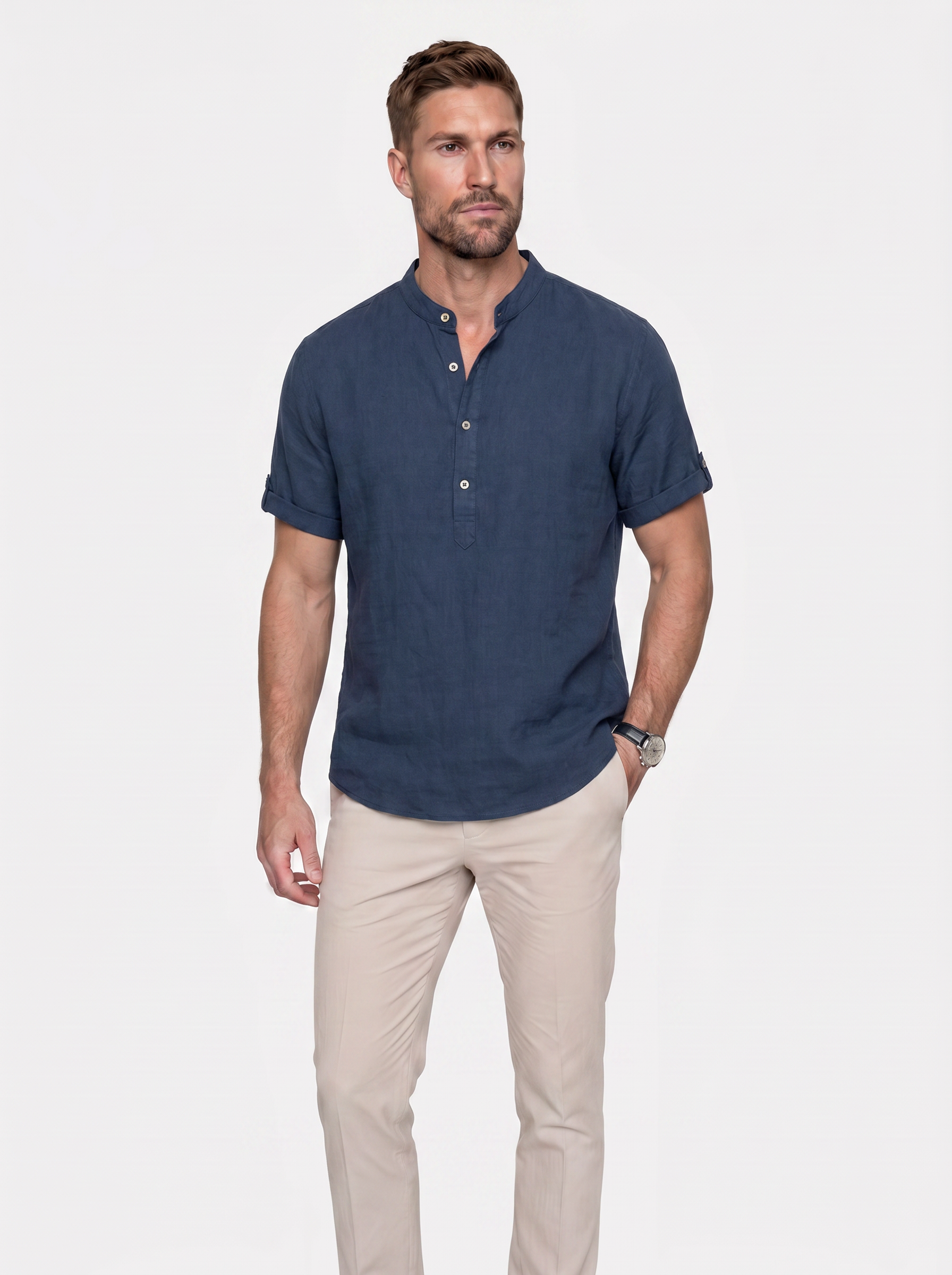 Camicia slim in lino a maniche corte - Aurelio Club