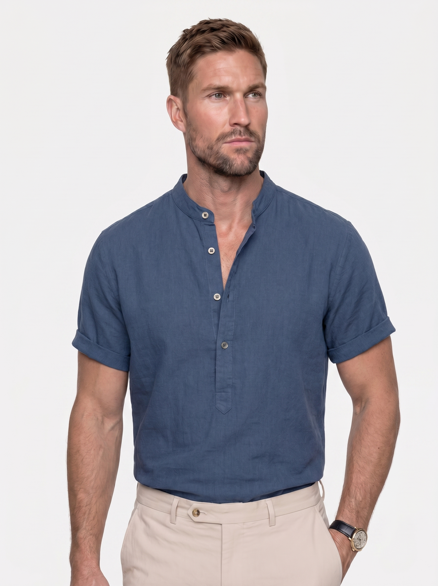 Camicia slim in lino a maniche corte - Aurelio Club
