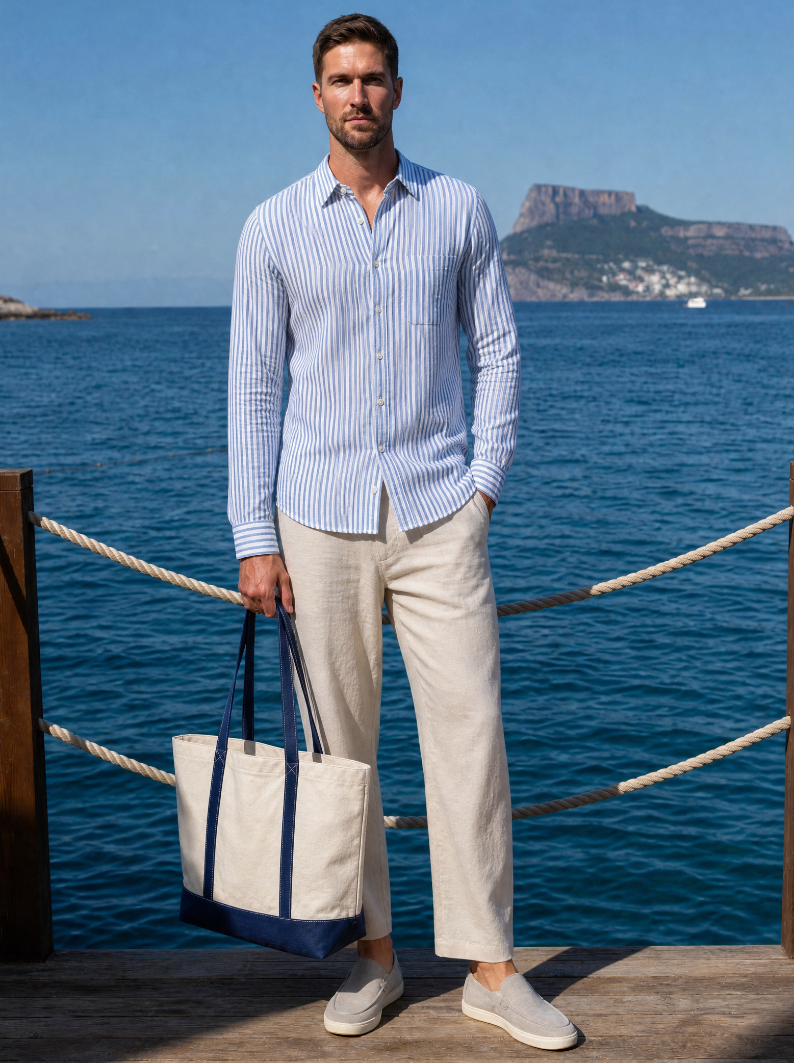Completo Atlantic Breeze con camicia, pantaloni e mocassini - Aurelio Club