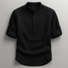 Camicia uomo in misto cotone con fondo arrotondato