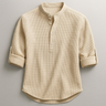Camicia uomo in misto cotone con fondo arrotondato