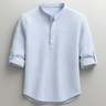 Camicia uomo in misto cotone con fondo arrotondato