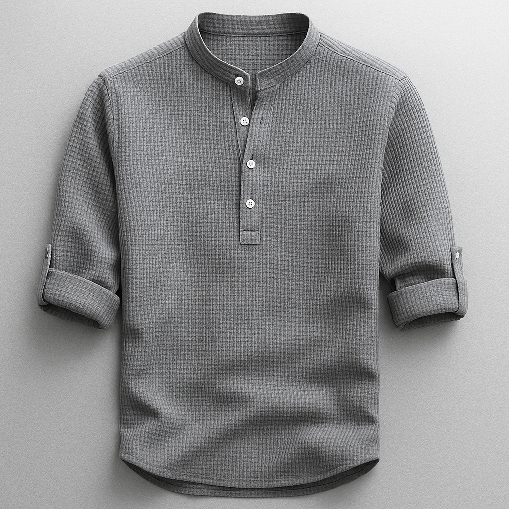 Camicia uomo in misto cotone con fondo arrotondato