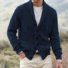 Cardigan uomo a coste con collo sciallato