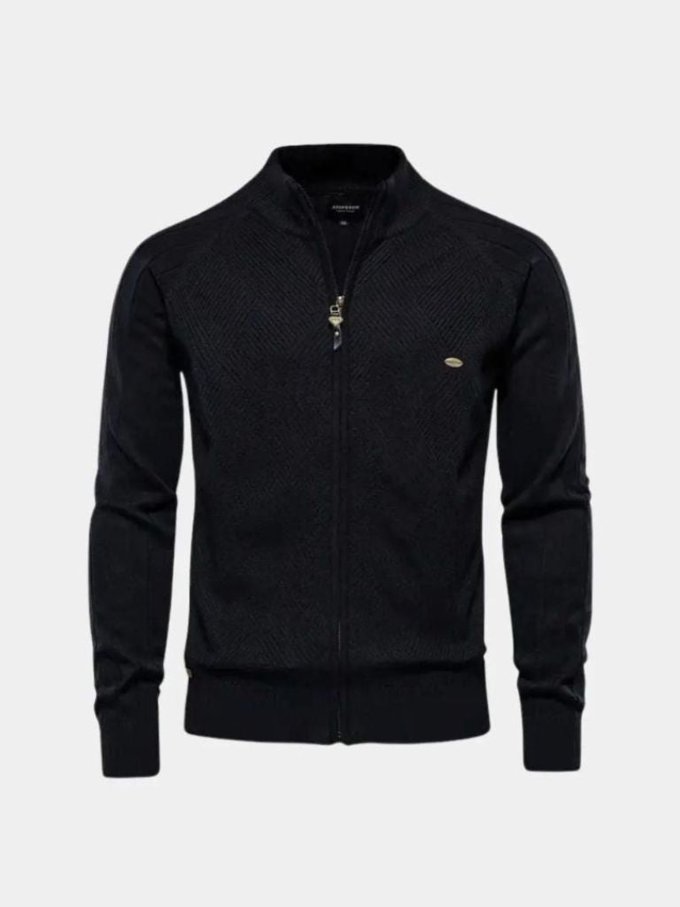 Cardigan in misto cotone a trecce e coste con zip - Aurelio Club