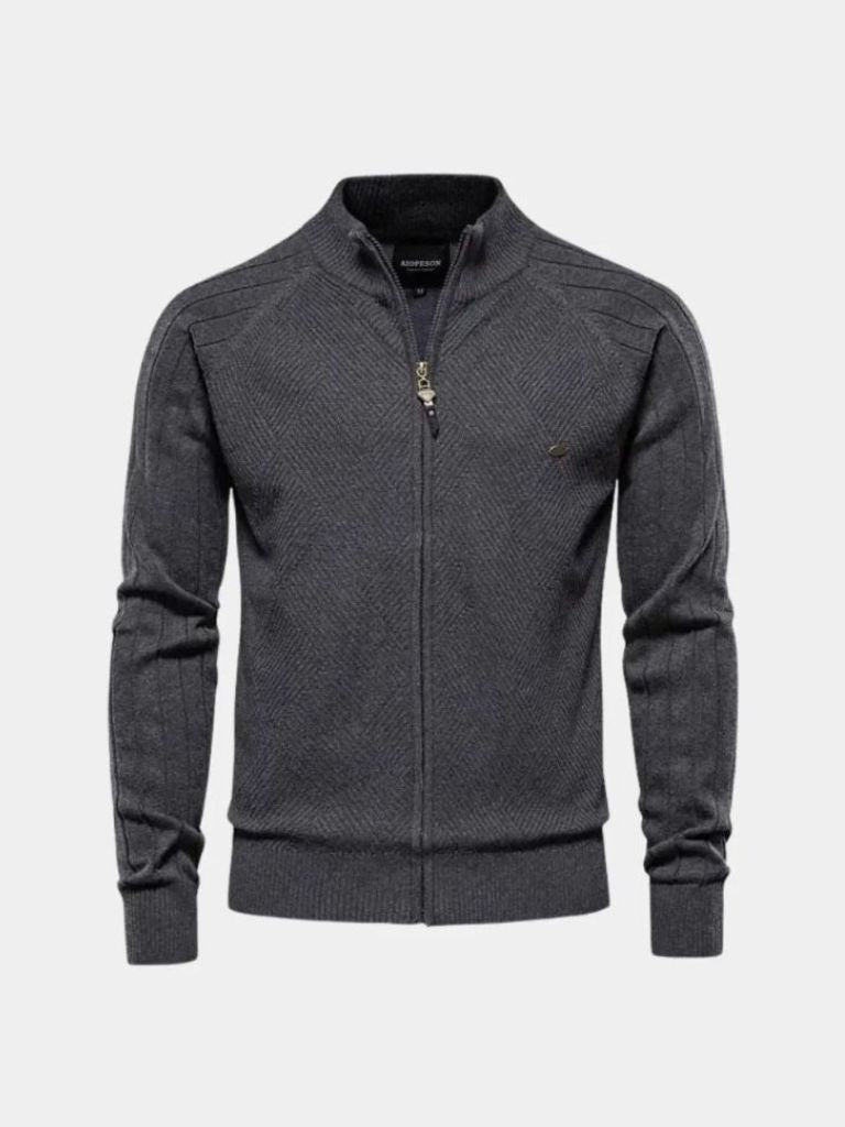 Cardigan in misto cotone a trecce e coste con zip - Aurelio Club