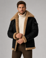 Giacca aviator uomo effetto pelle con collo effetto montone