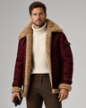 Giacca aviator uomo effetto pelle con collo effetto montone