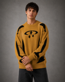 Maglione uomo girocollo con motivo grafico a contrasto