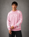 Maglione uomo girocollo con motivo grafico a contrasto