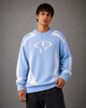 Maglione uomo girocollo con motivo grafico a contrasto