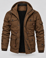 Parka uomo con cappuccio, fodera in pile e sei tasche