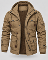 Parka uomo con cappuccio, fodera in pile e sei tasche