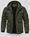 Parka uomo con cappuccio, fodera in pile e sei tasche