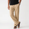 Pantaloni uomo dritti con coulisse, effetto lino