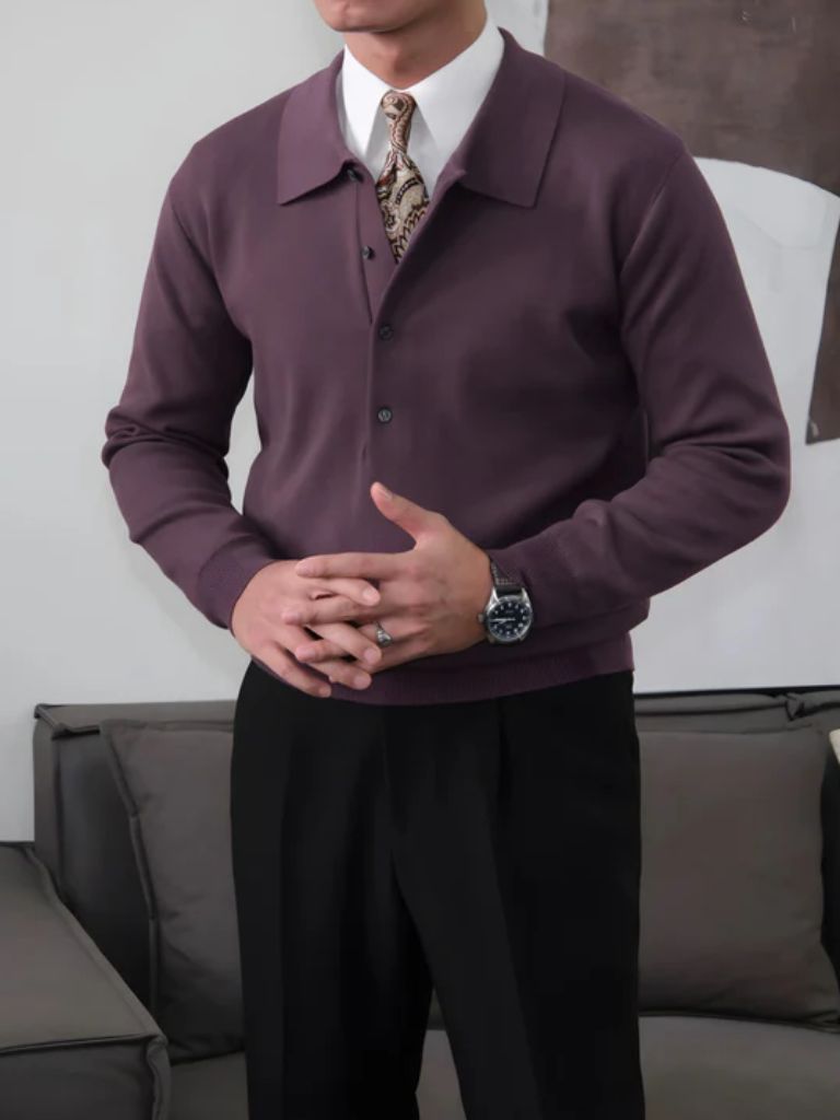 Pullover in maglia con colletto polo - Aurelio Club