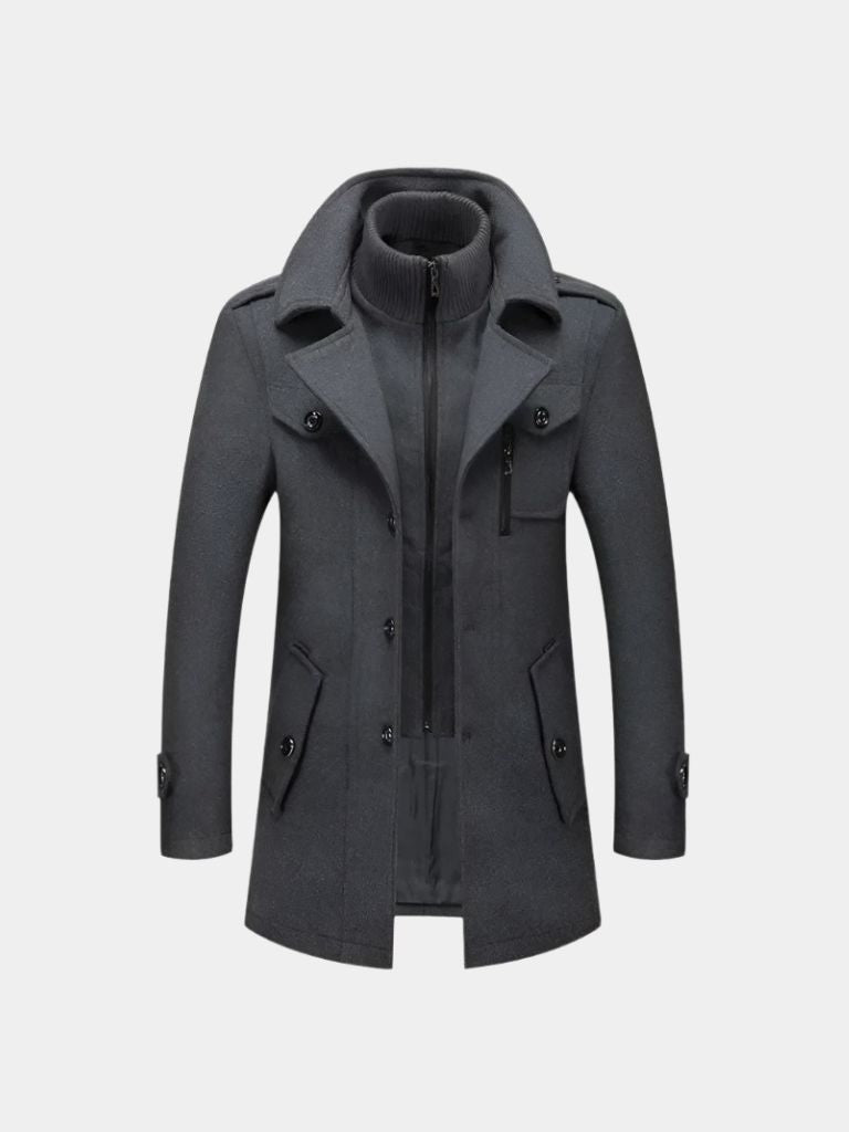 Cappotto in misto lana con inserto a collo alto - Aurelio Club