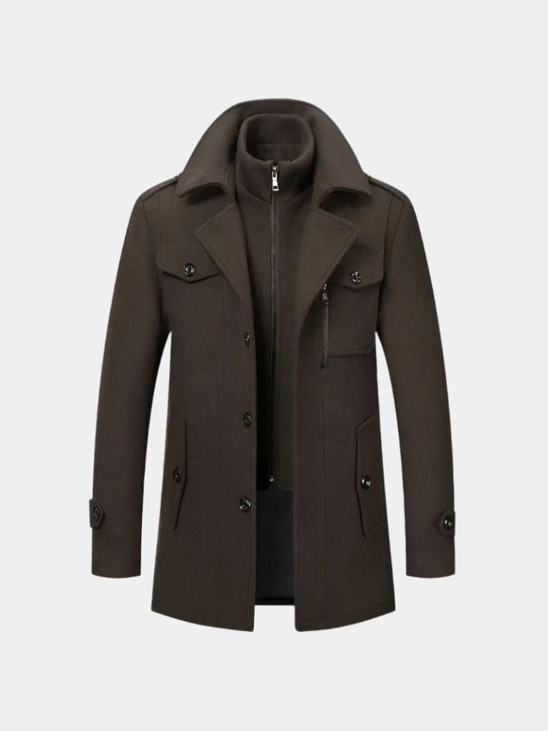 Cappotto in misto lana con inserto a collo alto - Aurelio Club
