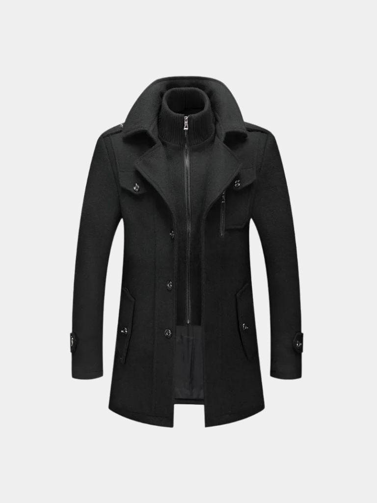 Cappotto in misto lana con inserto a collo alto - Aurelio Club