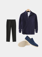 Completo Oxford con cardigan, pantaloni e mocassini - Aurelio Club