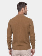 Pullover a coste con colletto polo e scollo a V - Aurelio Club
