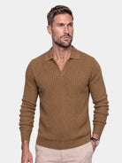 Pullover a coste con colletto polo e scollo a V - Aurelio Club