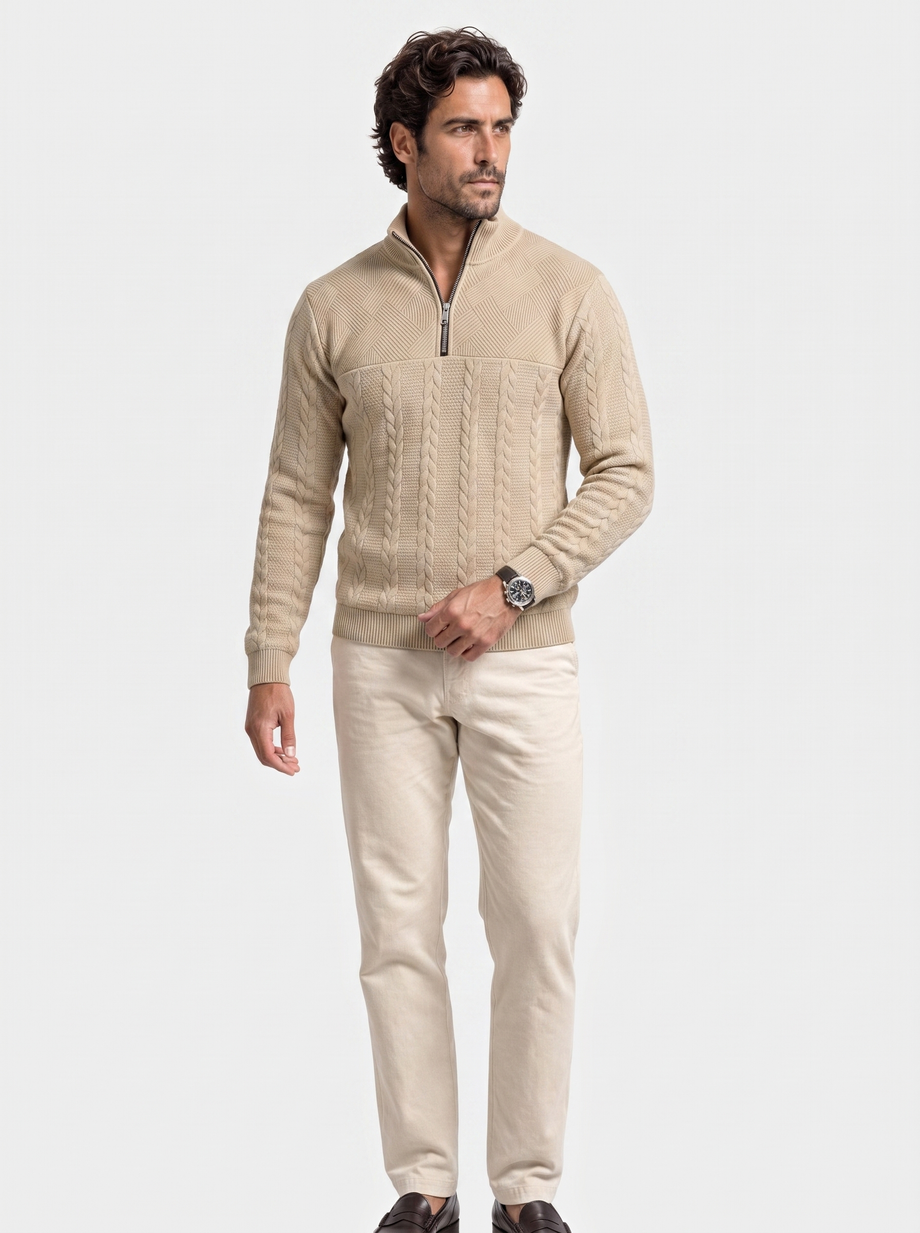Pullover a collo alto con zip corta - Aurelio Club