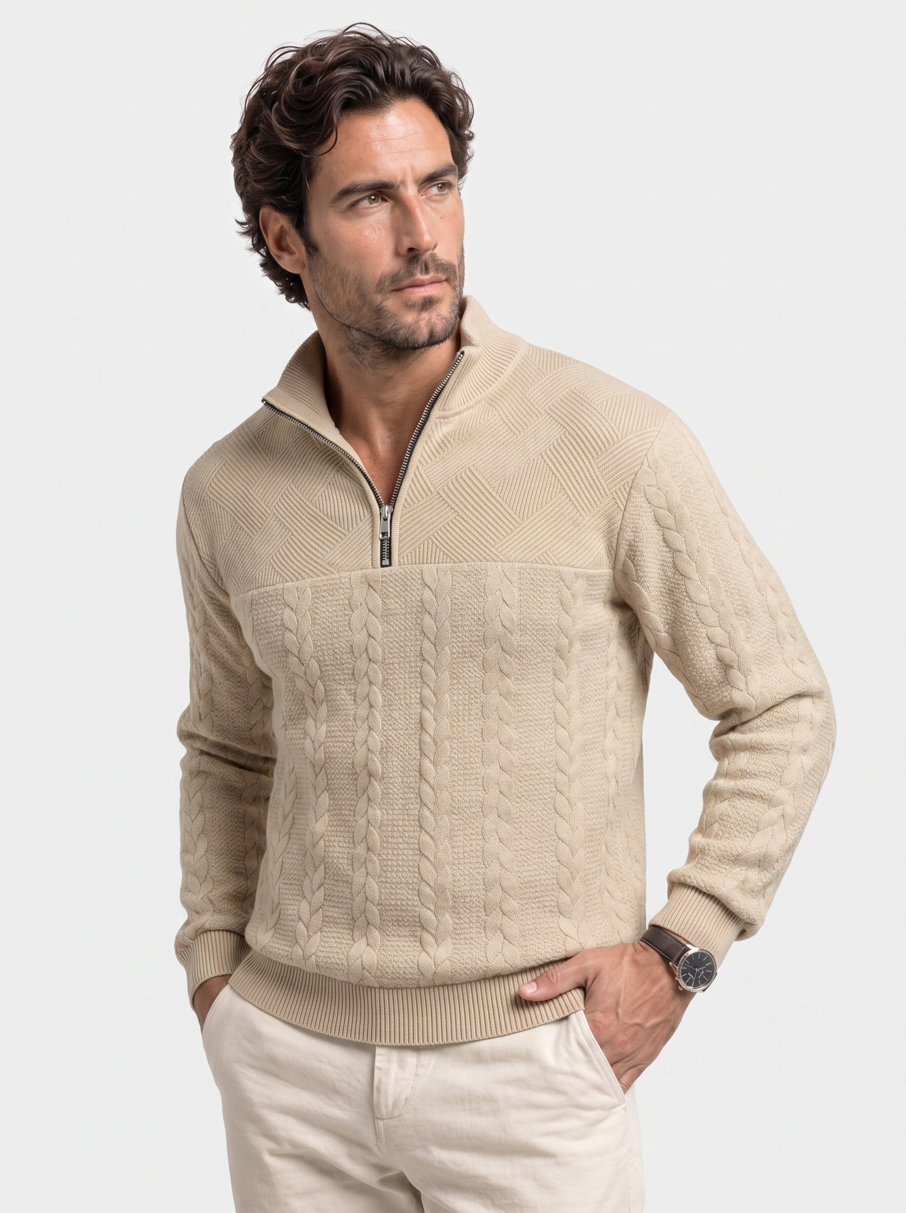 Pullover a collo alto con zip corta - Aurelio Club