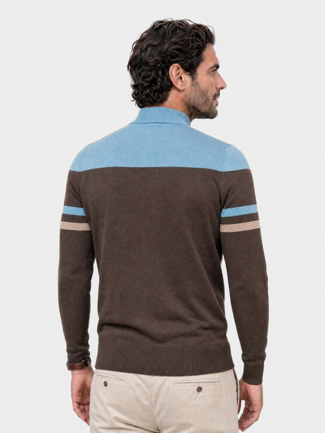Cardigan in misto cotone con collo alto e zip - Aurelio Club