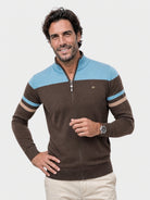 Cardigan in misto cotone con collo alto e zip - Aurelio Club