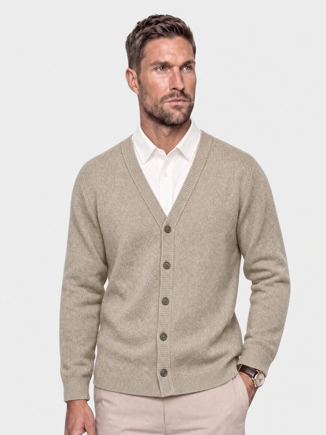 Cardigan in lana merino con scollo a V - Aurelio Club