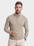 Pullover in lana a righe con zip corta - Aurelio Club