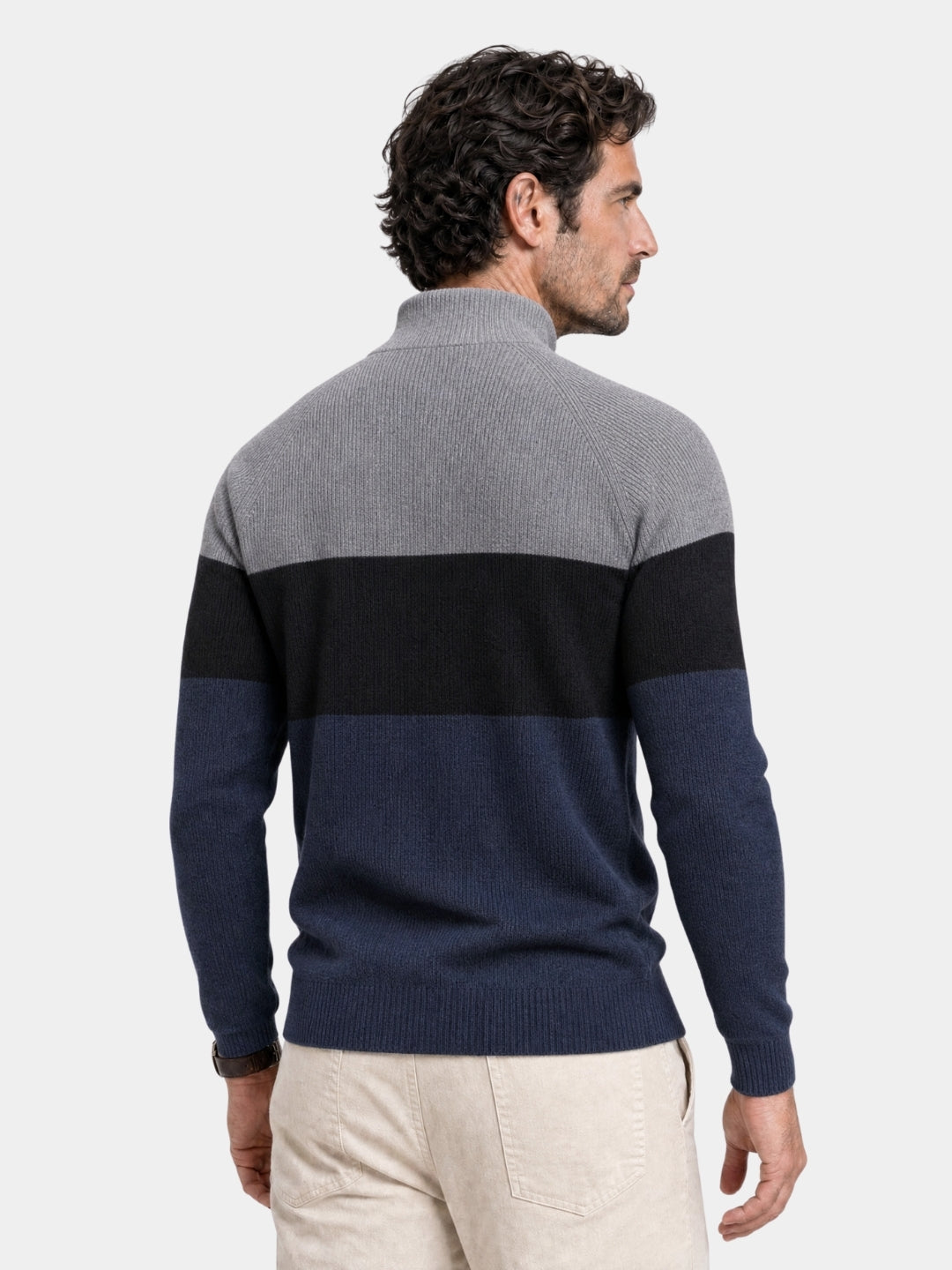 Cardigan a collo alto in misto cotone con zip - Aurelio Club
