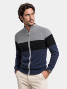 Cardigan a collo alto in misto cotone con zip - Aurelio Club