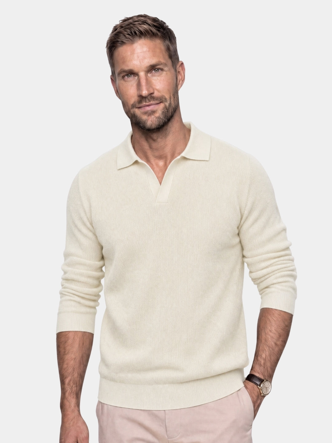 Pullover con colletto polo e scollo a V - Aurelio Club