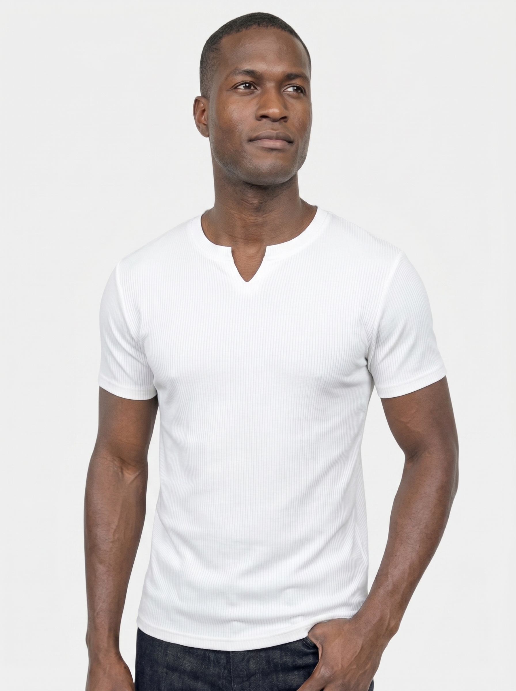 T-shirt aderente a coste in misto cotone - Aurelio Club
