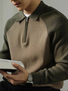 Pullover con maniche raglan e zip corta - Aurelio Club