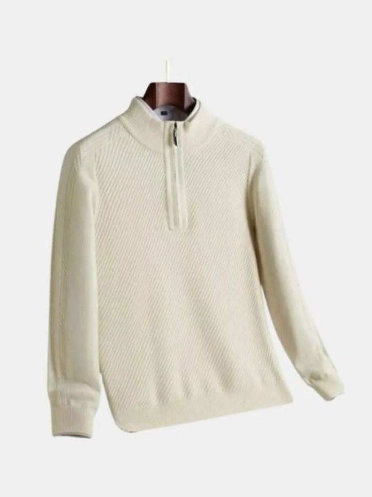 Pullover in lana a righe con zip corta - Aurelio Club