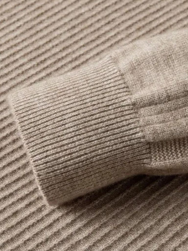 Pullover in lana a righe con zip corta - Aurelio Club