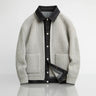 Giacca uomo in maglia con dettagli in denim