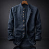 Camicia uomo in cotone con collo alla coreana