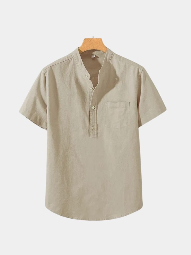 Camicia Wellspring in lino con collo serafino - Aurelio Club