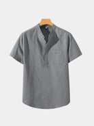 Camicia Wellspring in lino con collo serafino - Aurelio Club