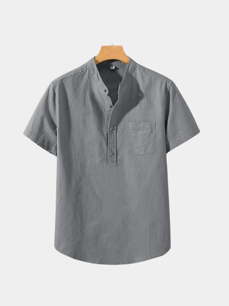 Camicia Wellspring in lino con collo serafino - Aurelio Club