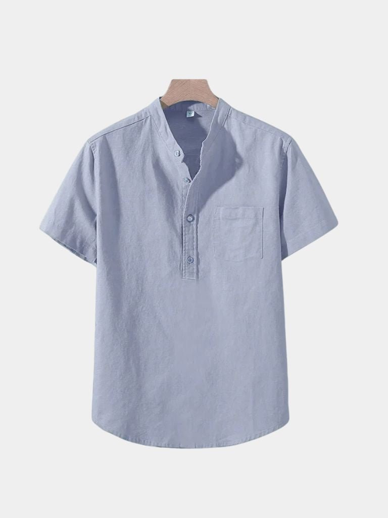 Camicia Wellspring in lino con collo serafino - Aurelio Club