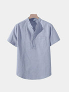 Camicia Wellspring in lino con collo serafino - Aurelio Club
